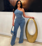 Bianca one shoulder denim jumpsuit