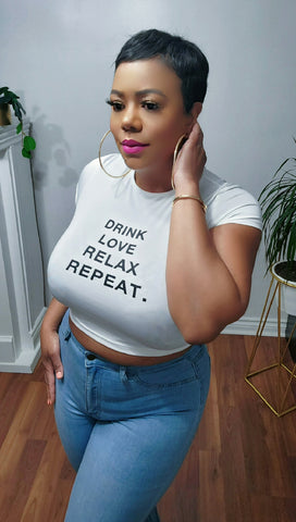 Drink love relax cropped  tee