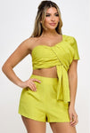 Teresa one shoulder draped top & pant set