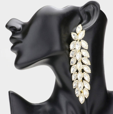 Oversized crystal rhinestone evening earrings