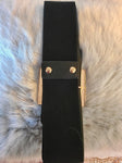 Black oversized gold buckle belt 