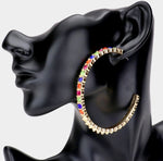 Stone embellished half hoop earrings