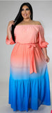Womens color block maxi dress 