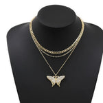 Nicole layered butterfly pendant necklace set