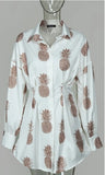 White pineapple midi long sleeve dress 