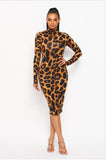 Marrah mock neck leopard dress