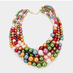 Layered multi color pearl necklace