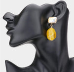 Emerald Stone marble earrings