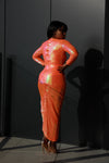Trendy orange sequin dress 